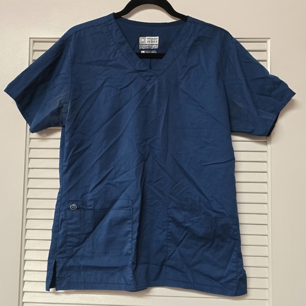 WonderWink - Blue Medical Healthcare Short-Sleeve Scrub Top With Pockets